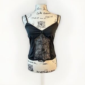 Princess Polly Black Lace‎ Cami Top Adjustable Straps Sexy Lingerie